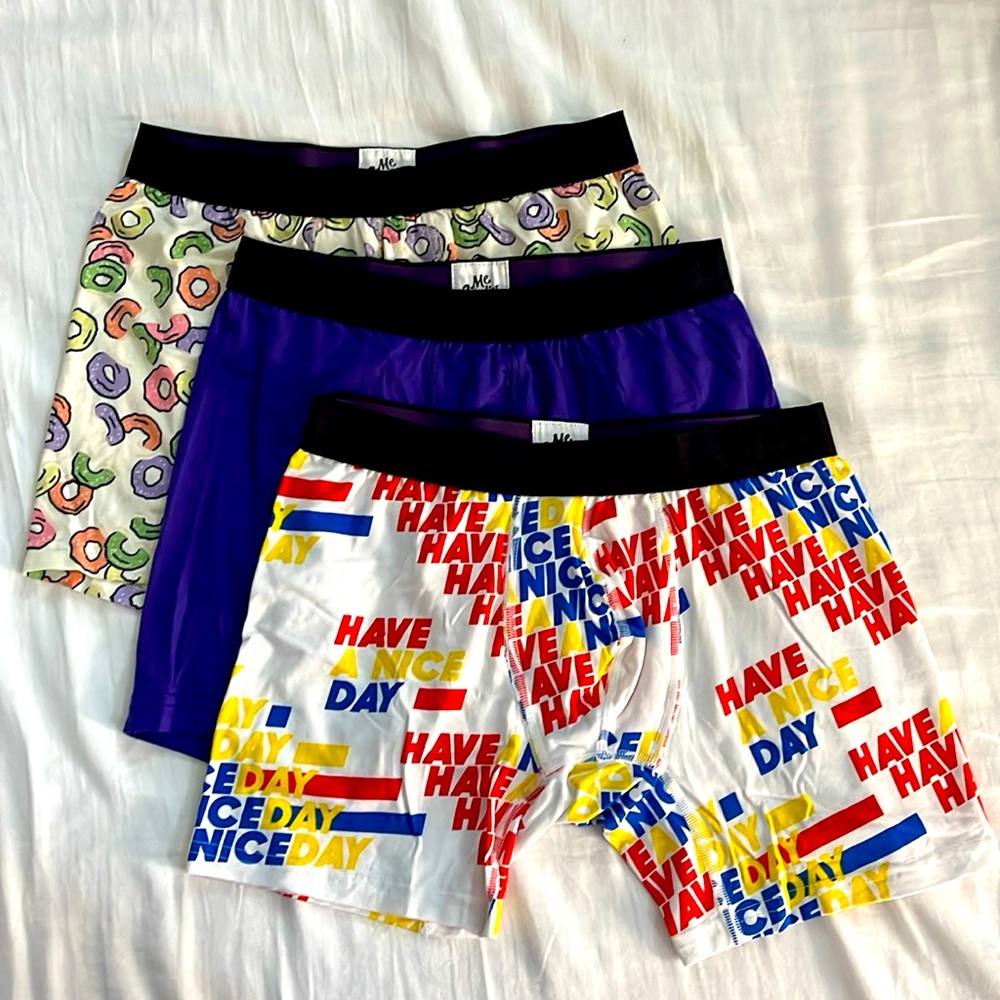 🆕 3 PACK MeUndies Men Boxer Briefs Fruit Loops, Purple, Nice Day Size Small